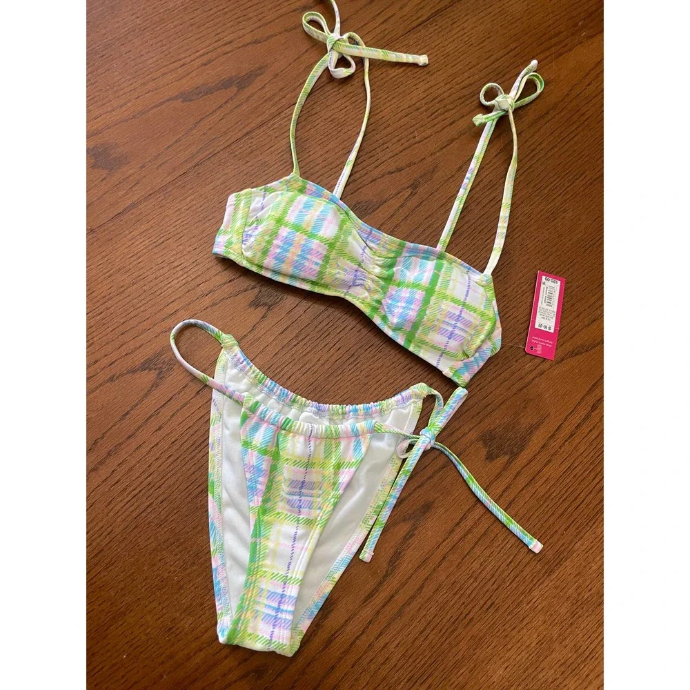 NWT Xhilaration Bikini- Pastel Plaid- Size XS/S - Picture 1 of 7